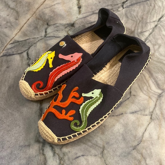Tory Burch Sea Horse Espadrilles in Navy | Used Once - Picture 1 of 9